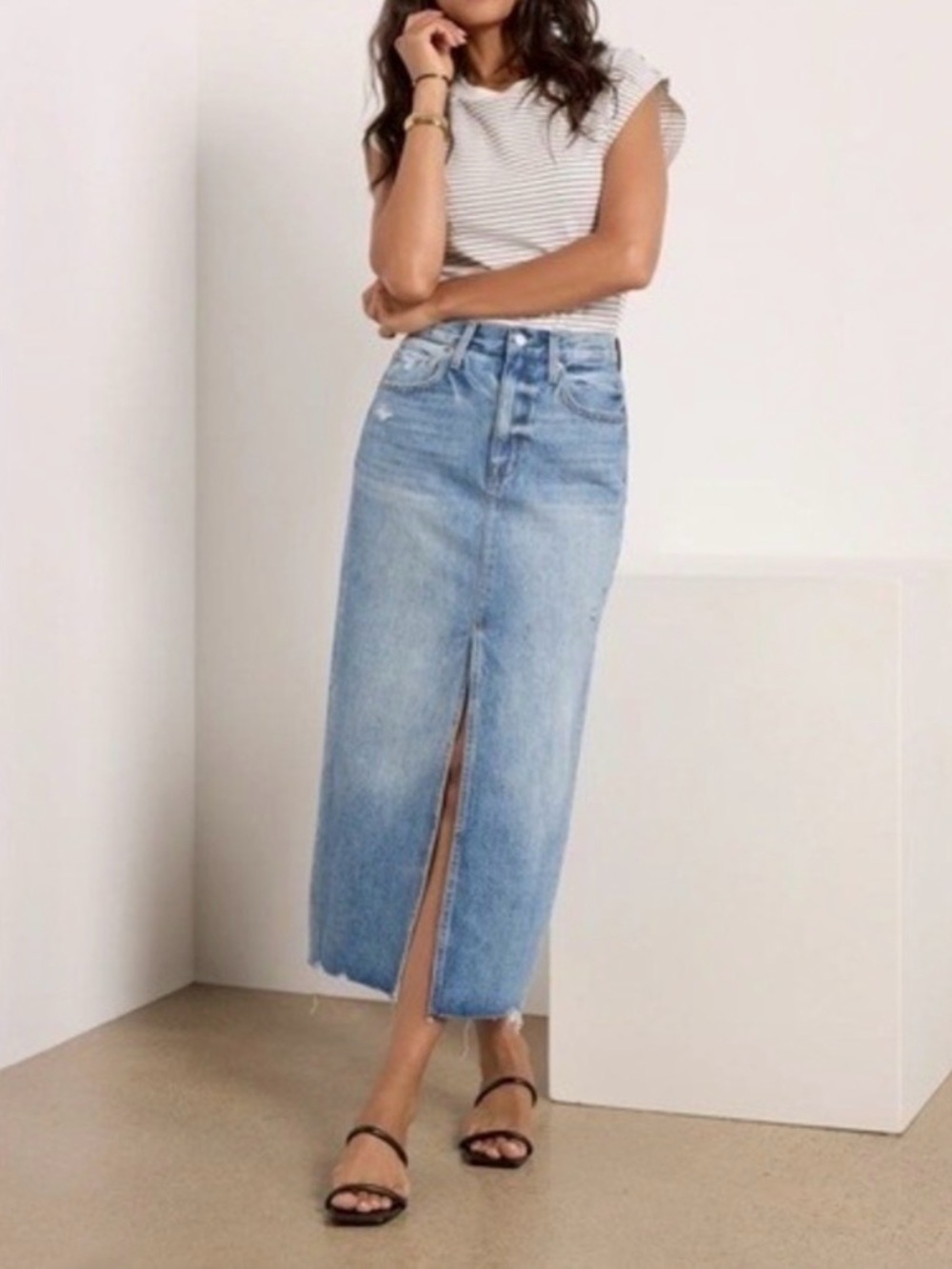 Pistola Alice denim skirt with front slit NWT size 26